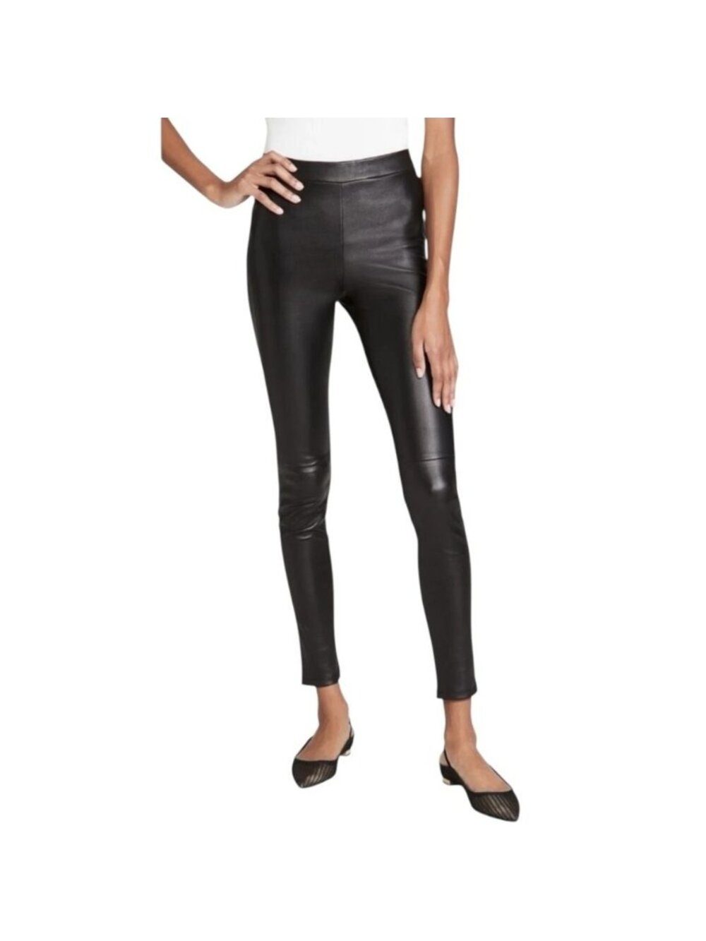 Theory Bristol Leather Pants leggings lamb leather sz 4 pull on